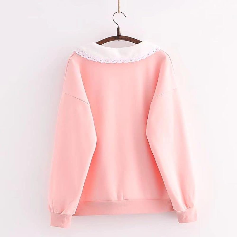 Cute Bear Bunny Hoodie Collar Sweatshirt Shirt Pink Hoodie